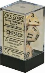 Chessex - Marble Ivory/ Black Polyhedral Dice Set - chx27402